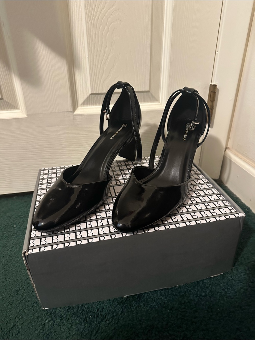 Black Patent Leather Block Heels